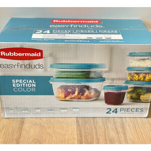 RUBBERMAID Food Storage Container Set w/EASY FIND LIDS 24-PC, TEAL- NEW